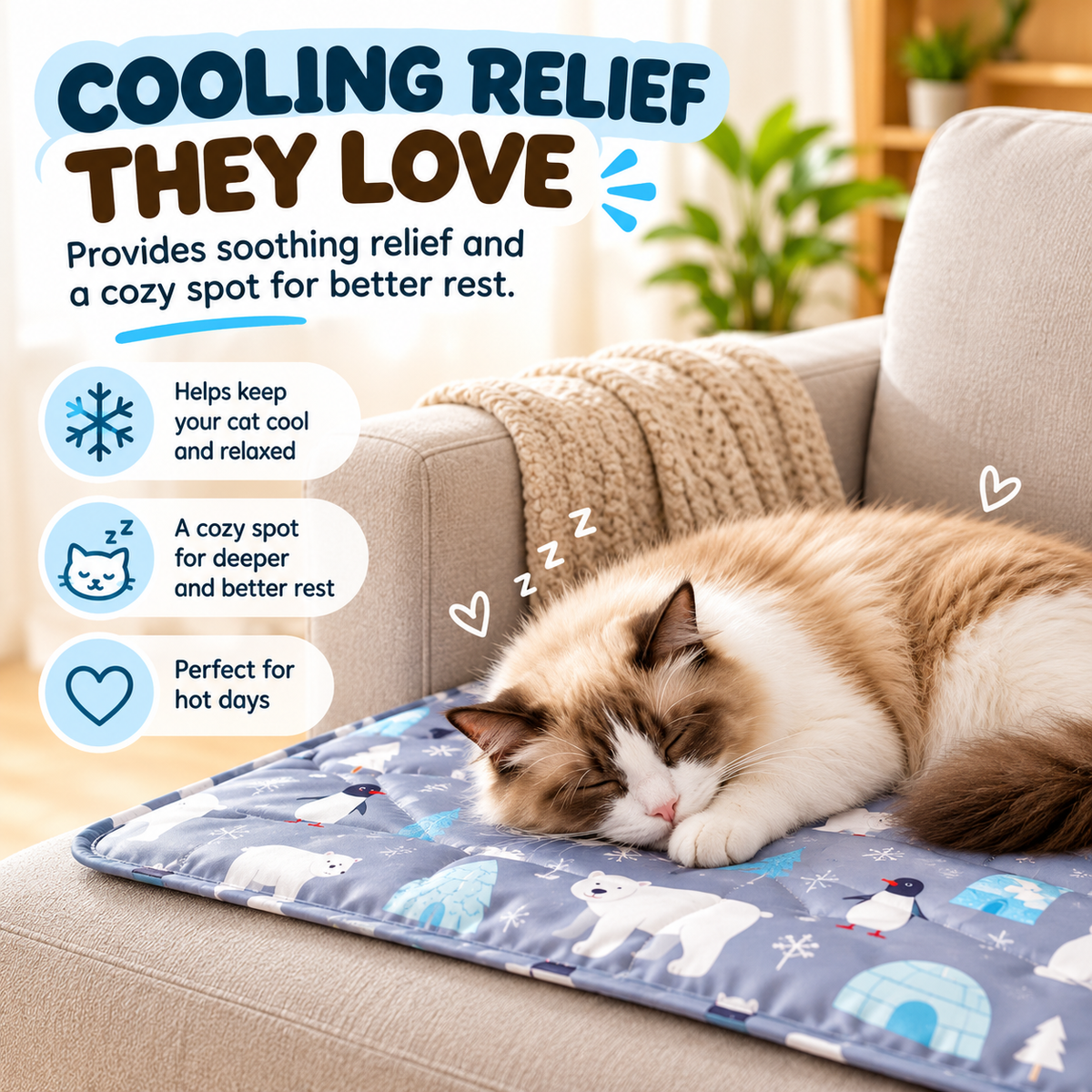 Gel Cooling Pet Mat – Pillow Bed for Cats