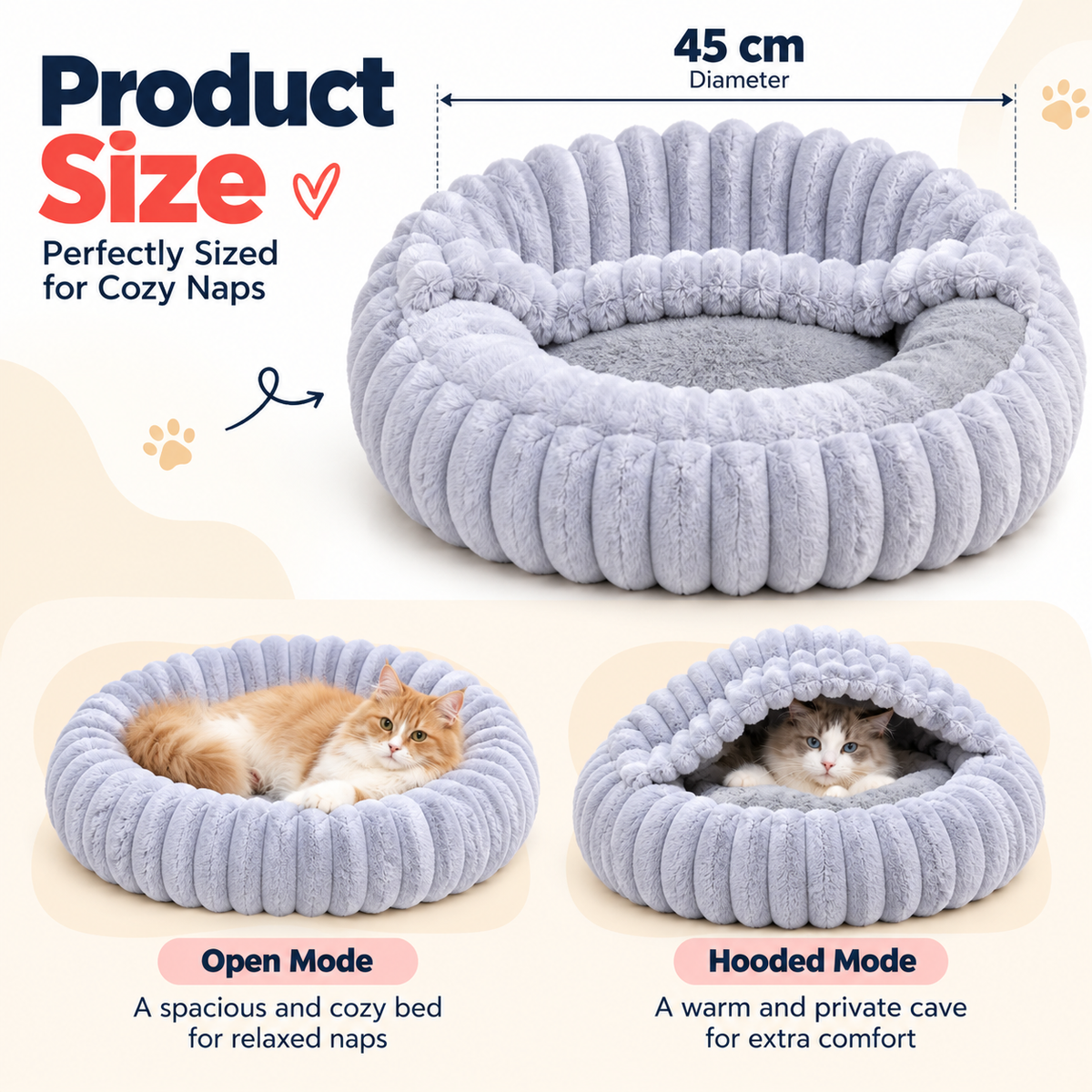 Ultra Soft Cat Bed – Warm Anti-Slip Nest