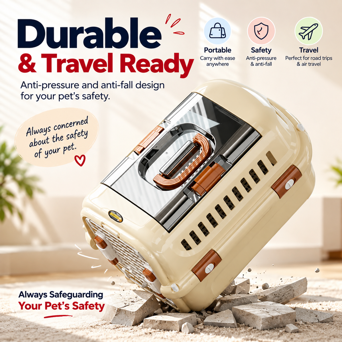 Hard-Shell Cat Carrier – Secure Travel Crate for Cats
