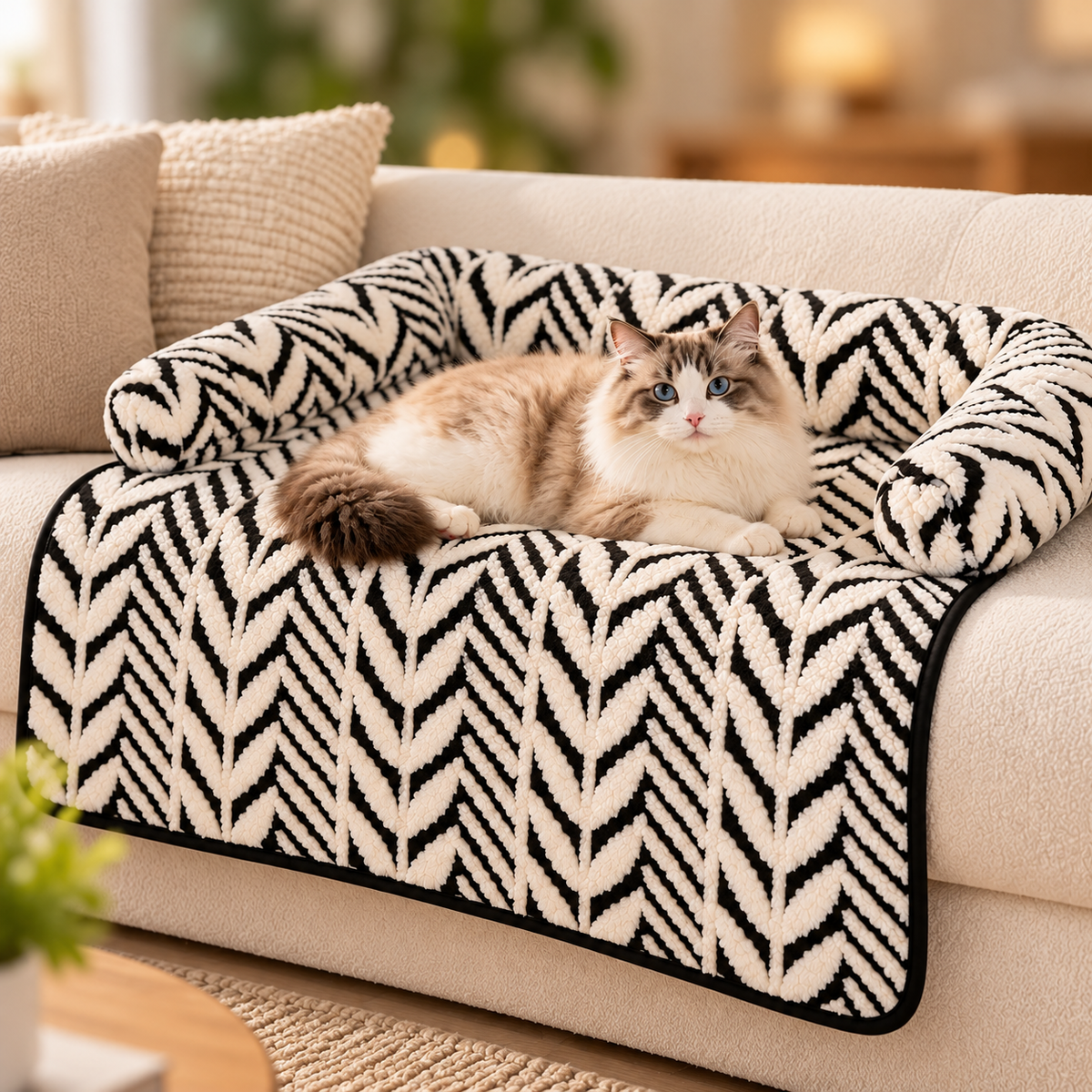 Plush Cat Sofa Protector – Soft Couch Cover Bed