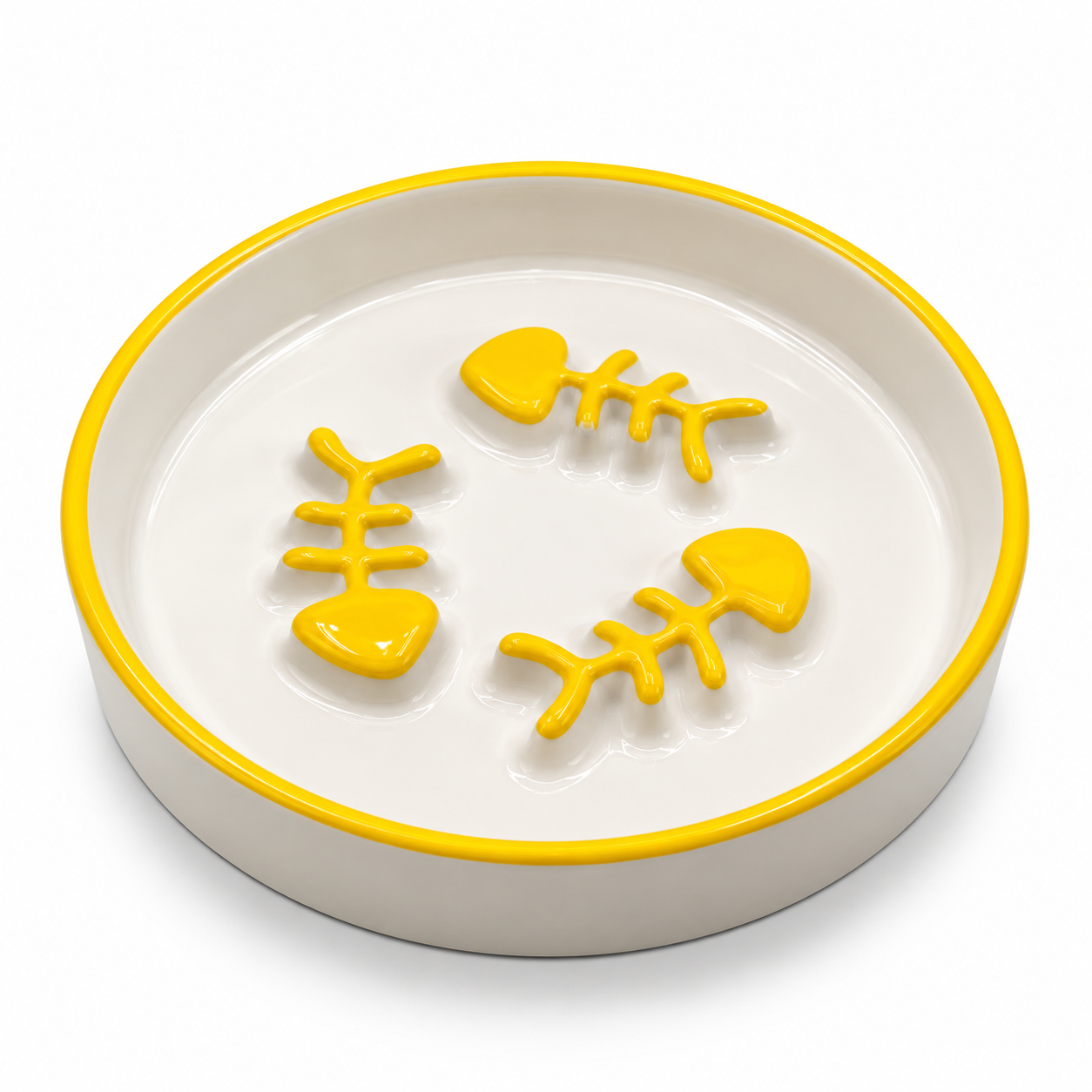 Ceramic Slow Feeder Cat Bowl with Fishbone Design – Anti-Gulping