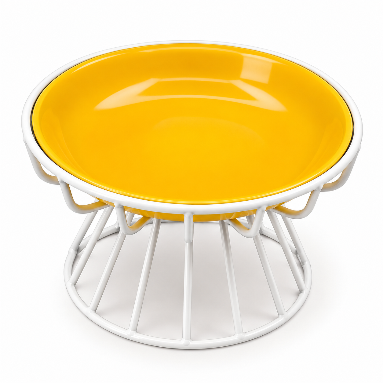 Elevated Ceramic Bowl with White Metal Stand