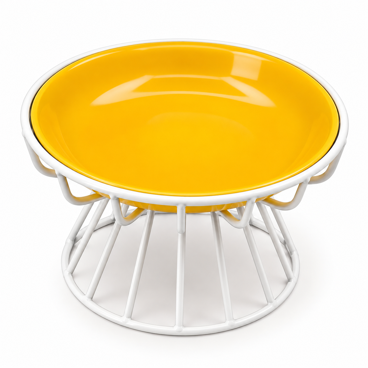 Elevated Ceramic Bowl with White Metal Stand