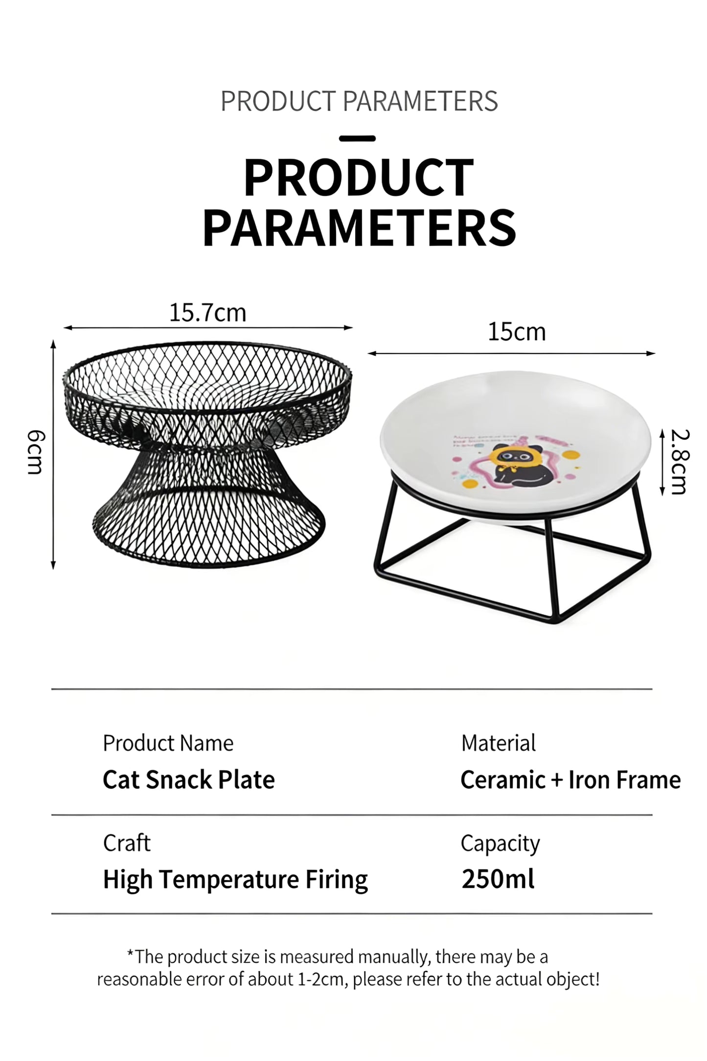 Elevated Ceramic Cat Bowl | Anti-Whisker Fatigue Feeding Bowl | Raised Food Bowl for Cats