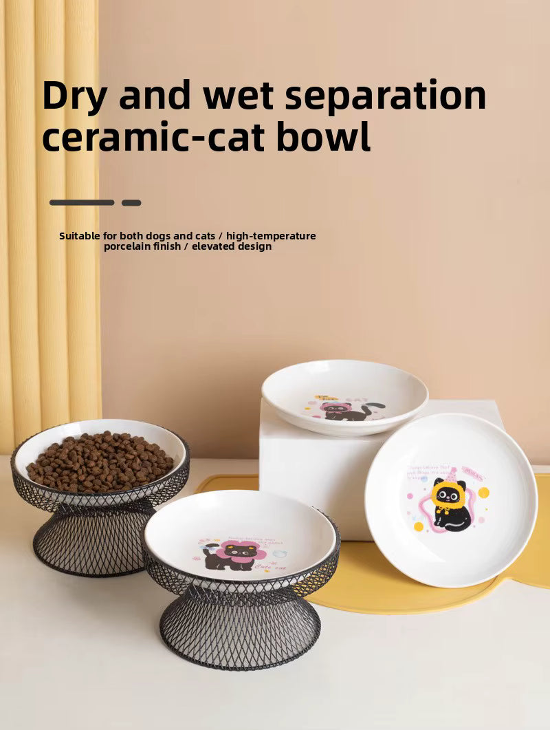 Elevated Ceramic Cat Bowl | Anti-Whisker Fatigue Feeding Bowl | Raised Food Bowl for Cats