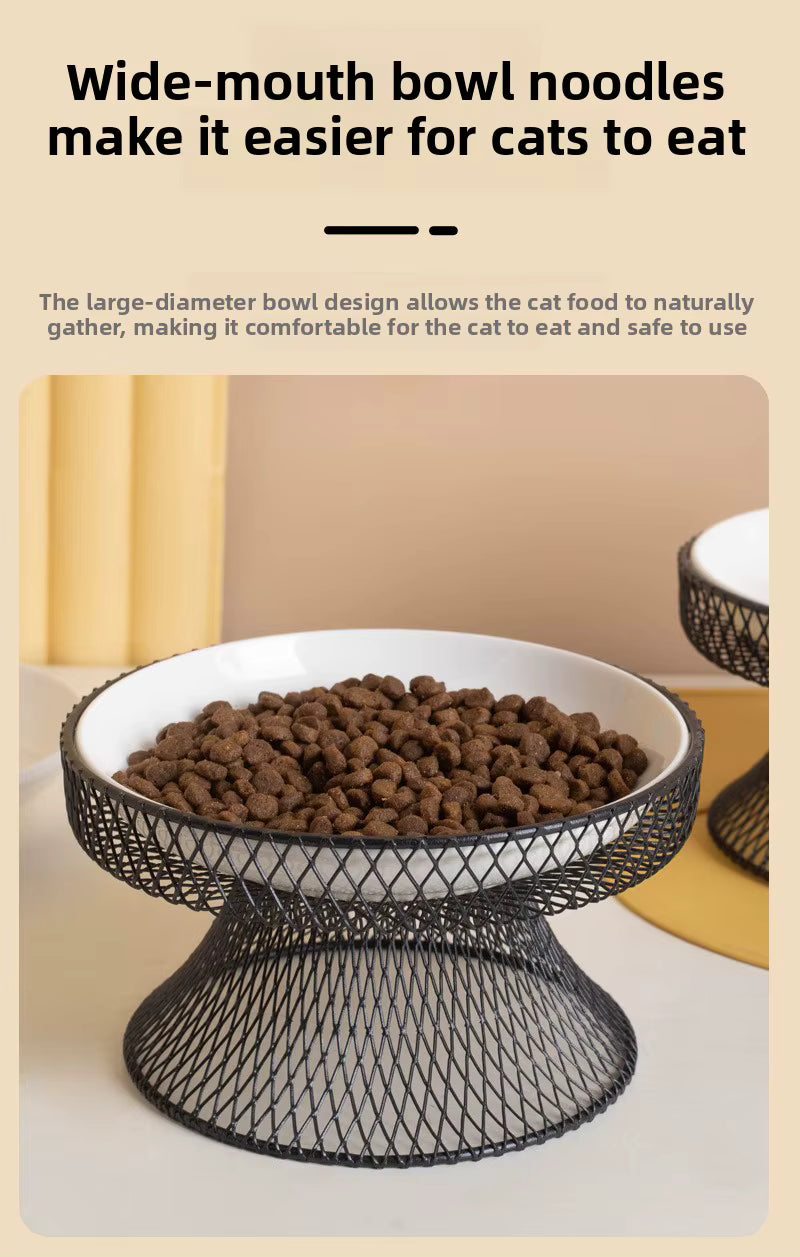 Elevated Ceramic Cat Bowl | Anti-Whisker Fatigue Feeding Bowl | Raised Food Bowl for Cats