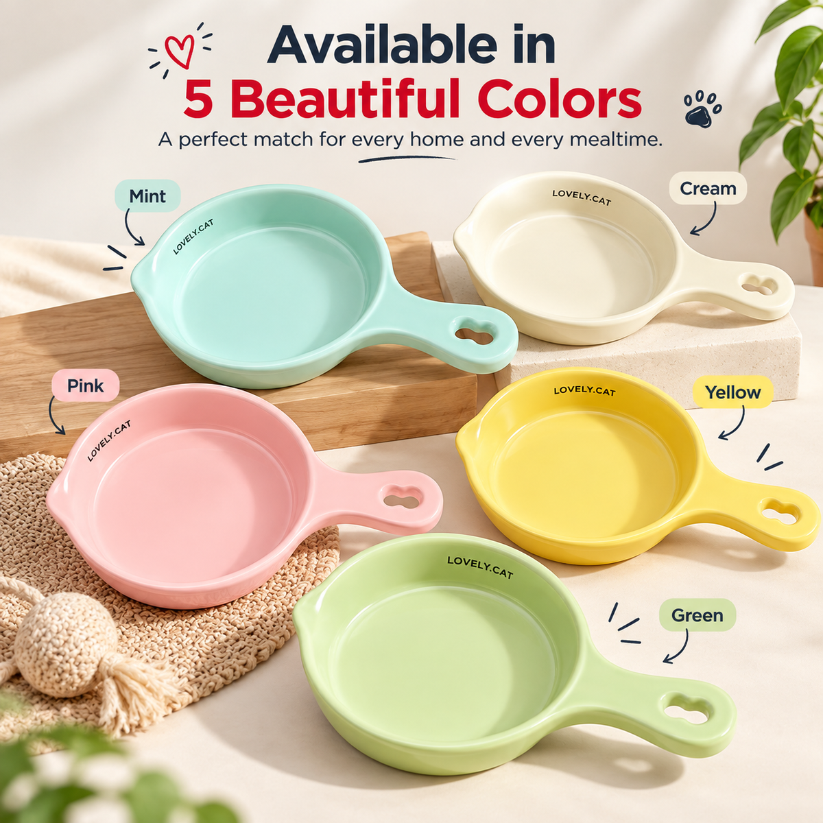 Ceramic Cat Feeding Bowl with handle Cb-05