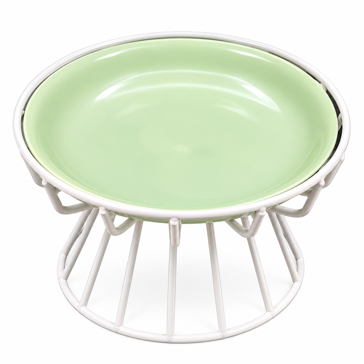 Elevated Ceramic Bowl with White Metal Stand
