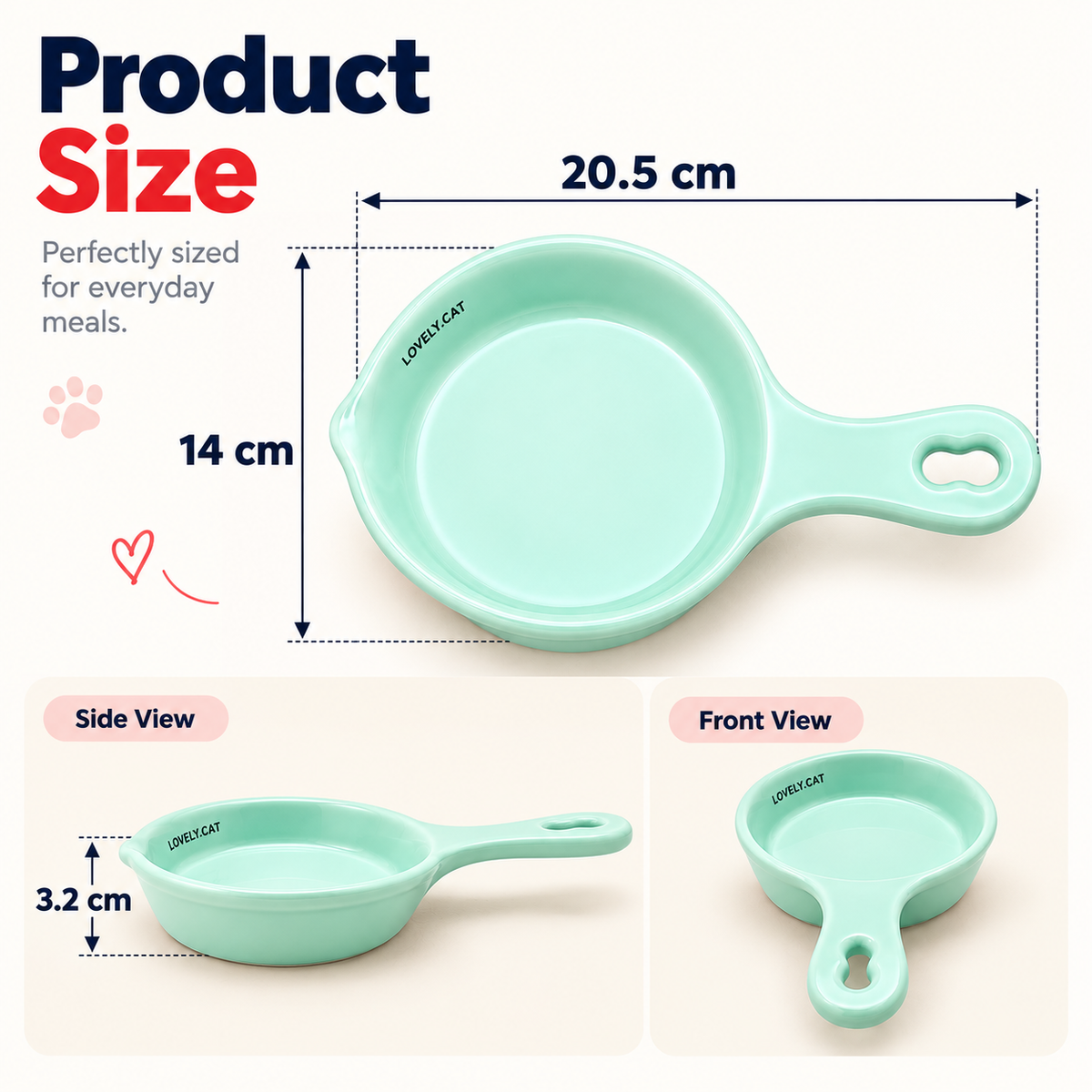 Ceramic Cat Feeding Bowl with handle Cb-05