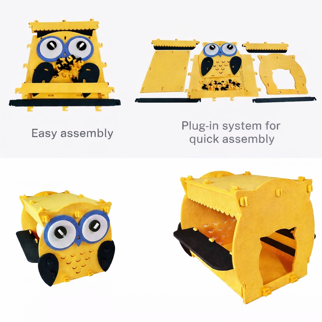Owl Cozy Cat House Bed – Warm Enclosed Hideout with Elevated Lounge Platform