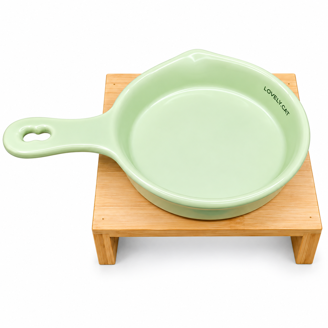 Ceramic  food bowl with handle-Wooden Stand
