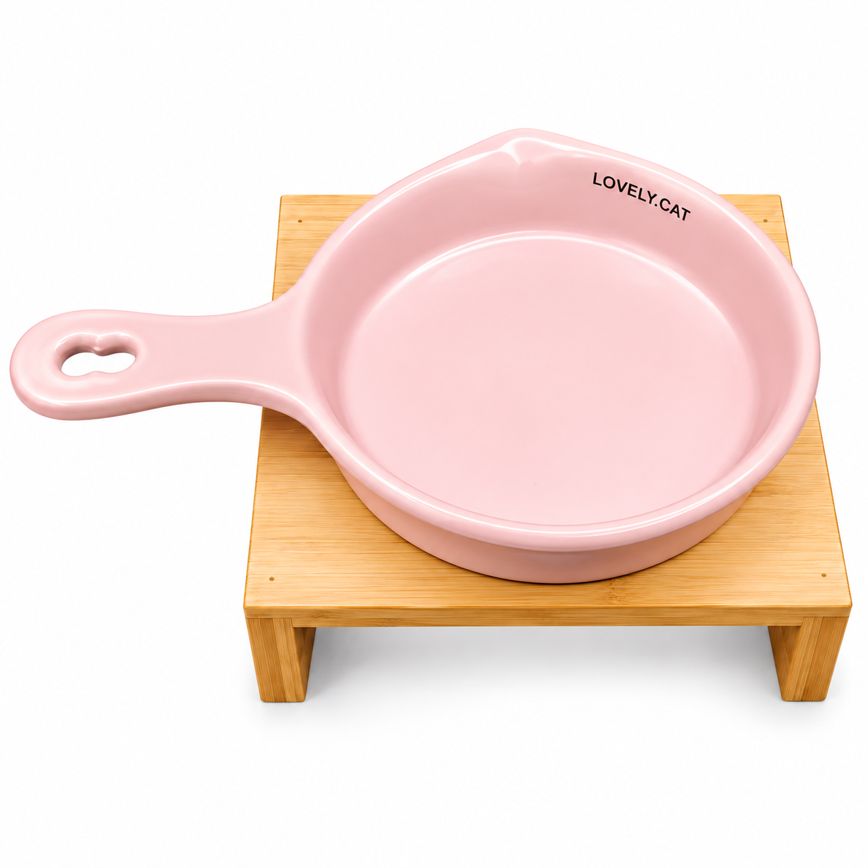 Ceramic  food bowl with handle-Wooden Stand