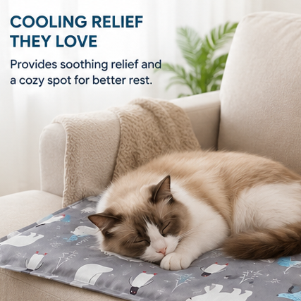 Gel-Based Cooling Bed for Cats – Summer Cooling Mat with Pillow
