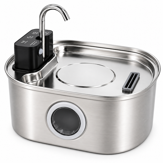 Smart Stainless Steel Cat Water Fountain 3.2L – Triple Filtration & Motion Sensor