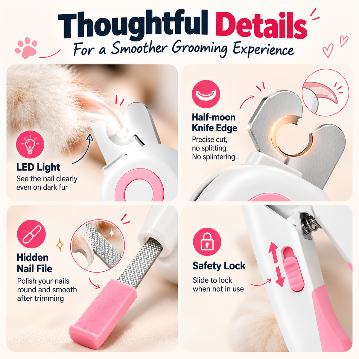 LED Cat Nail Clipper-Safety lock