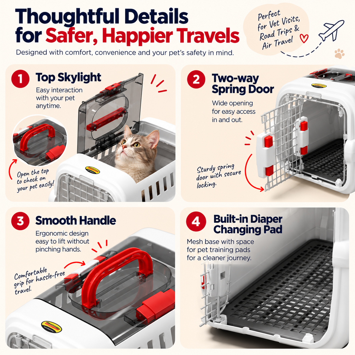 Hard-Shell Cat Carrier – Secure Travel Crate for Cats