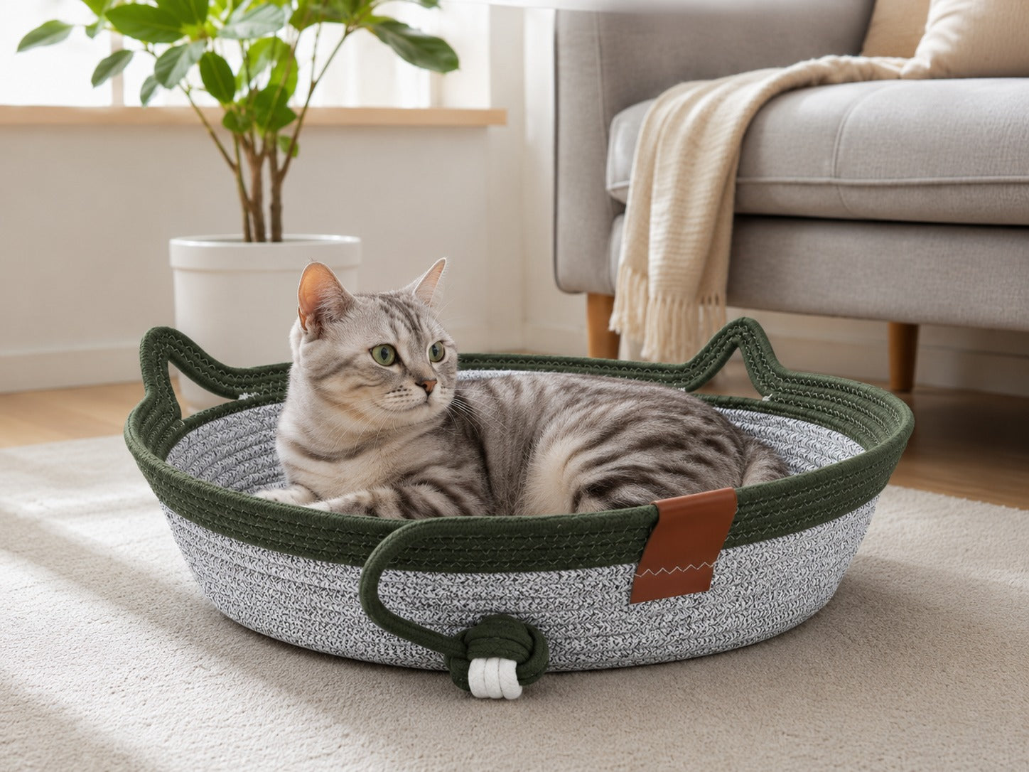 Woven Cotton Rope Cat Basket Bed | Eco-Friendly