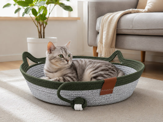 Woven Cotton Rope Cat Basket Bed | Eco-Friendly