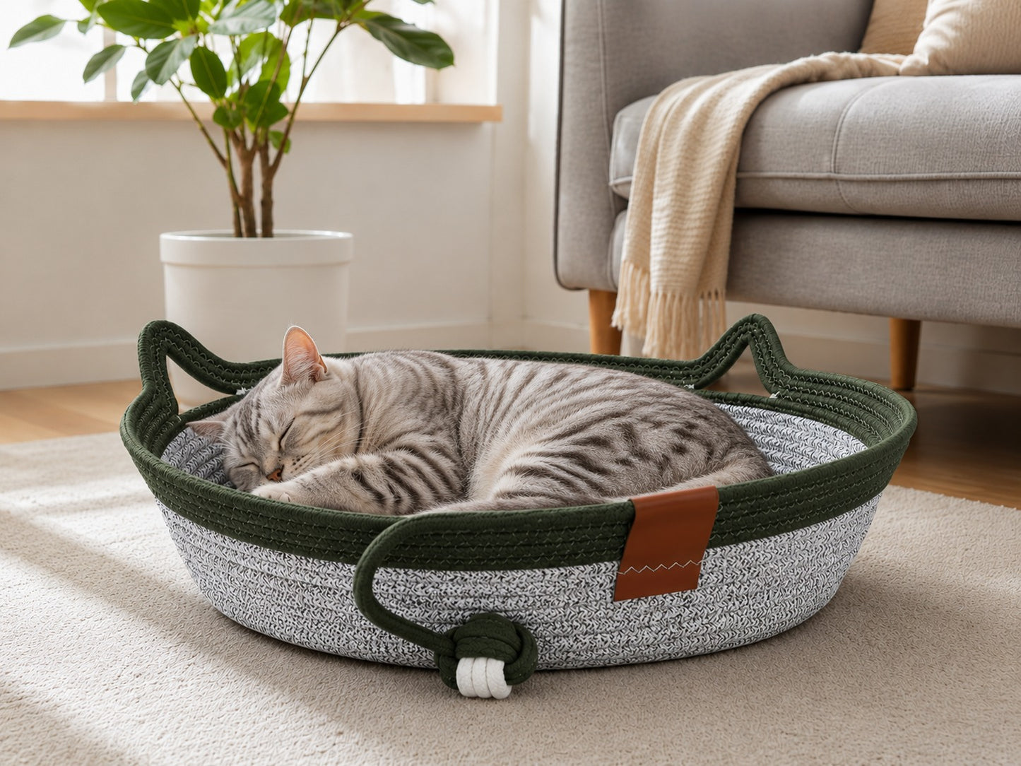 Woven Cotton Rope Cat Basket Bed | Eco-Friendly