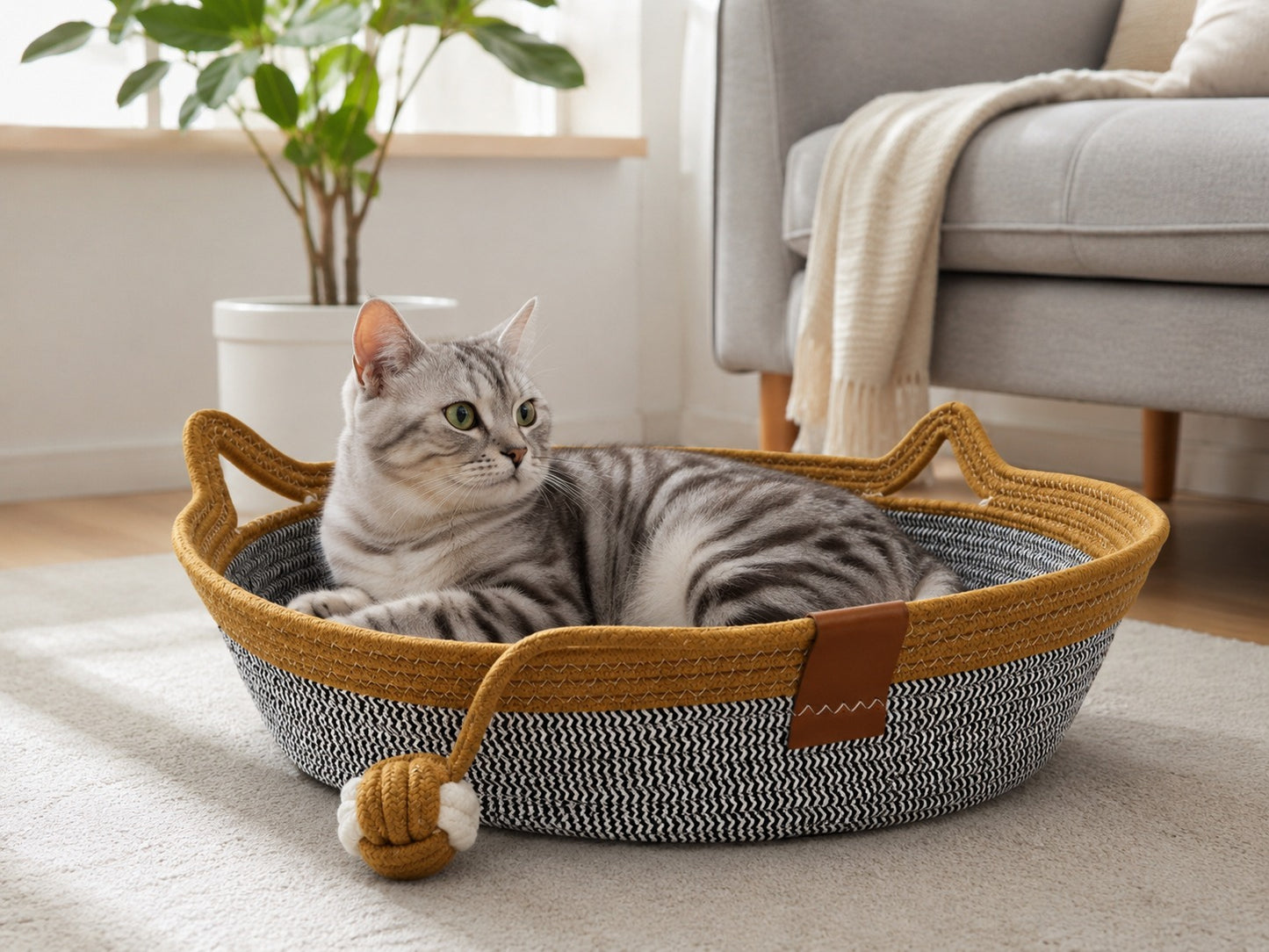 Woven Cotton Rope Cat Basket Bed | Eco-Friendly