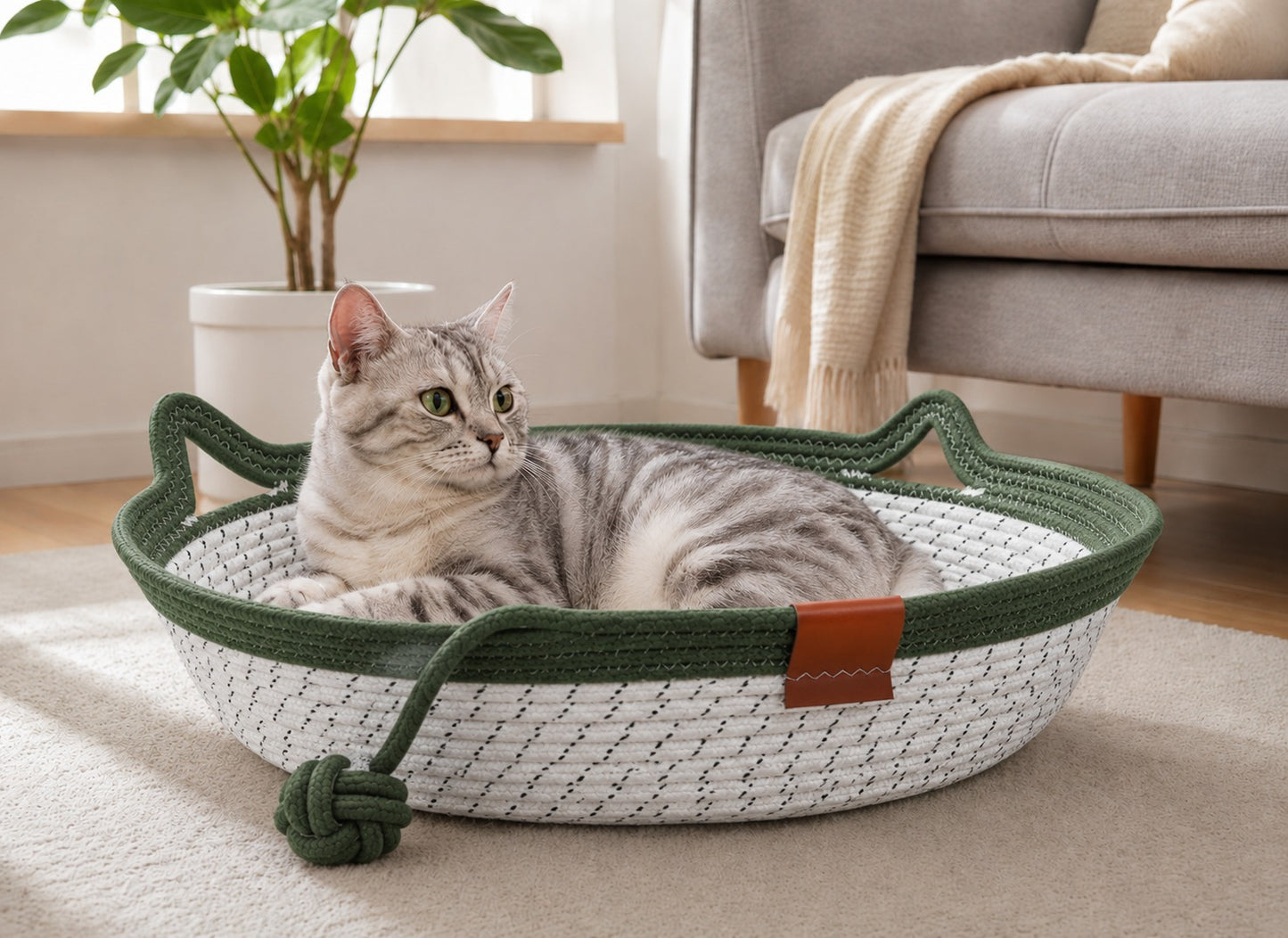 Woven Cotton Rope Cat Basket Bed | Eco-Friendly
