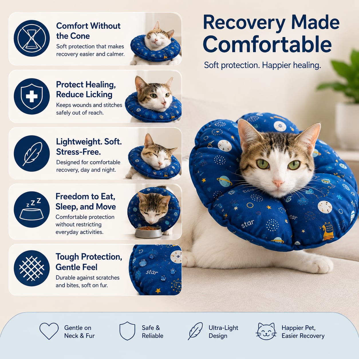Cat Recovery Collar – Soft Protective E-Collar