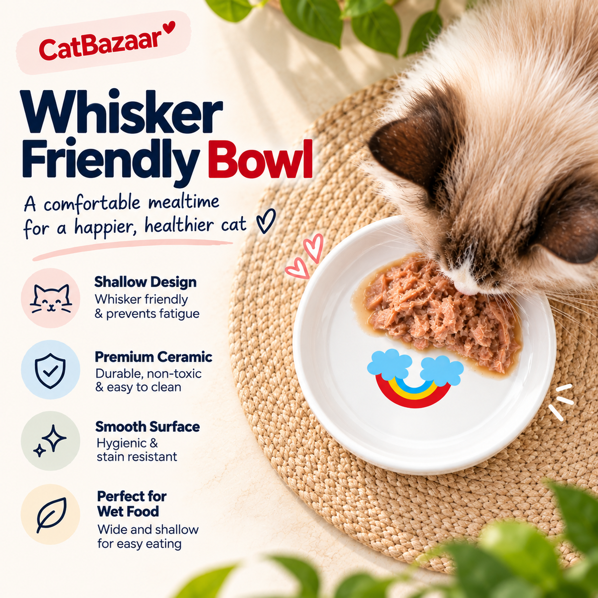 Ceramic Cat Food Bowl – 14.8 cm