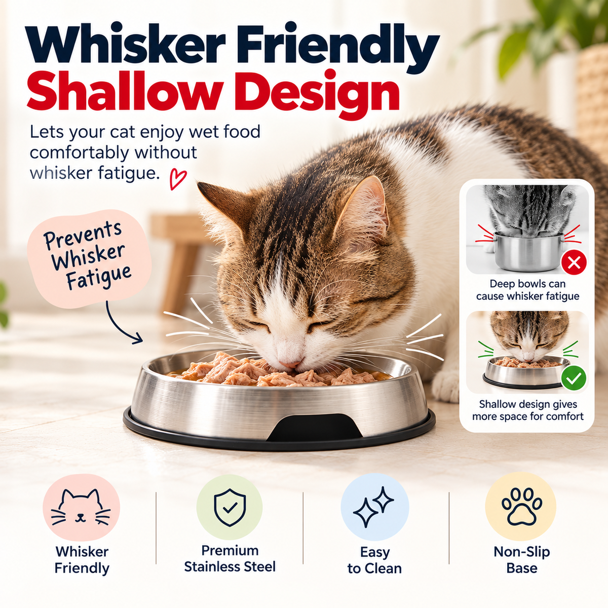 Stainless Steel Cat Bowl – Anti-Slip