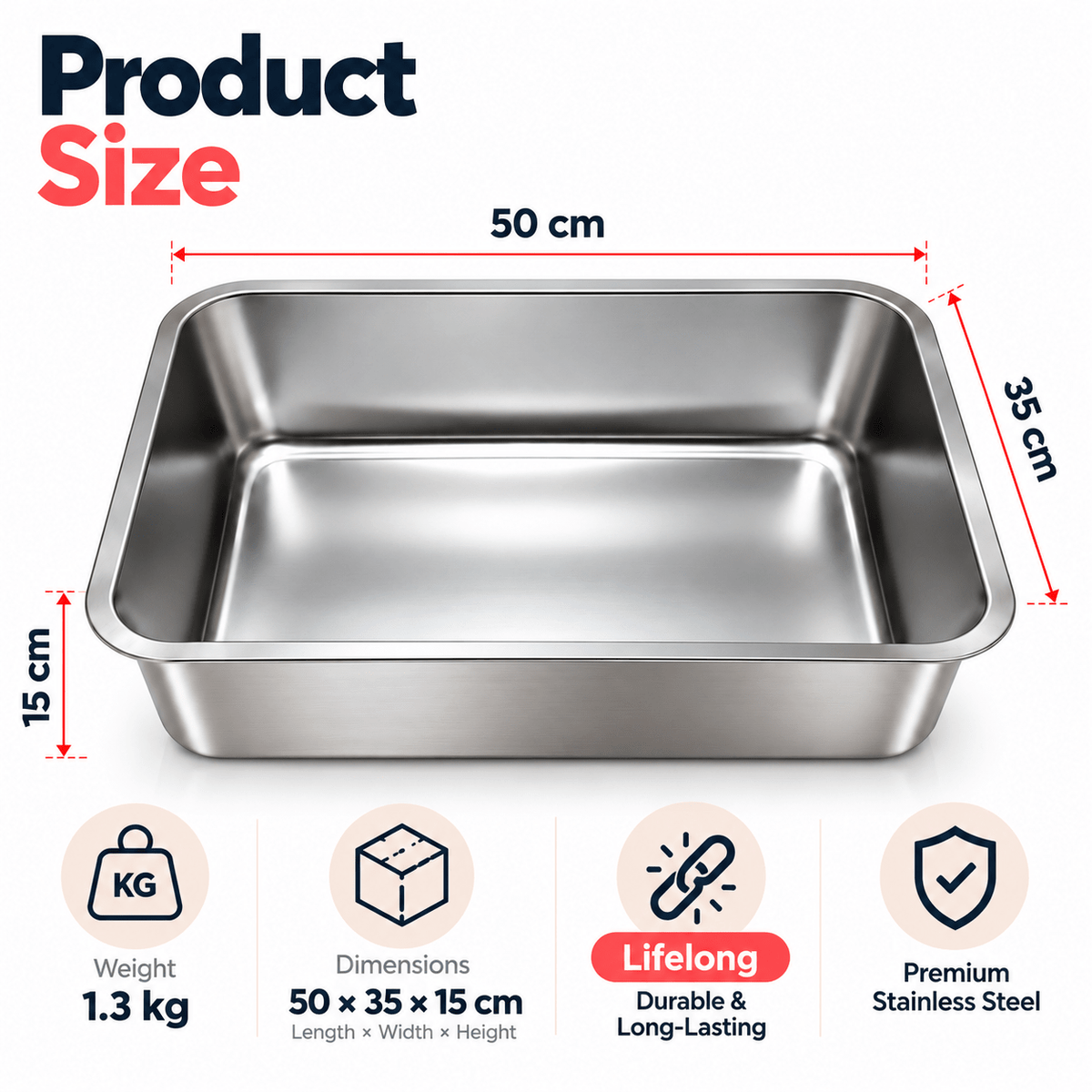 Cat Litter Tray 60 × 40 × 20 cm | CatBazaar - Catbazaar.in