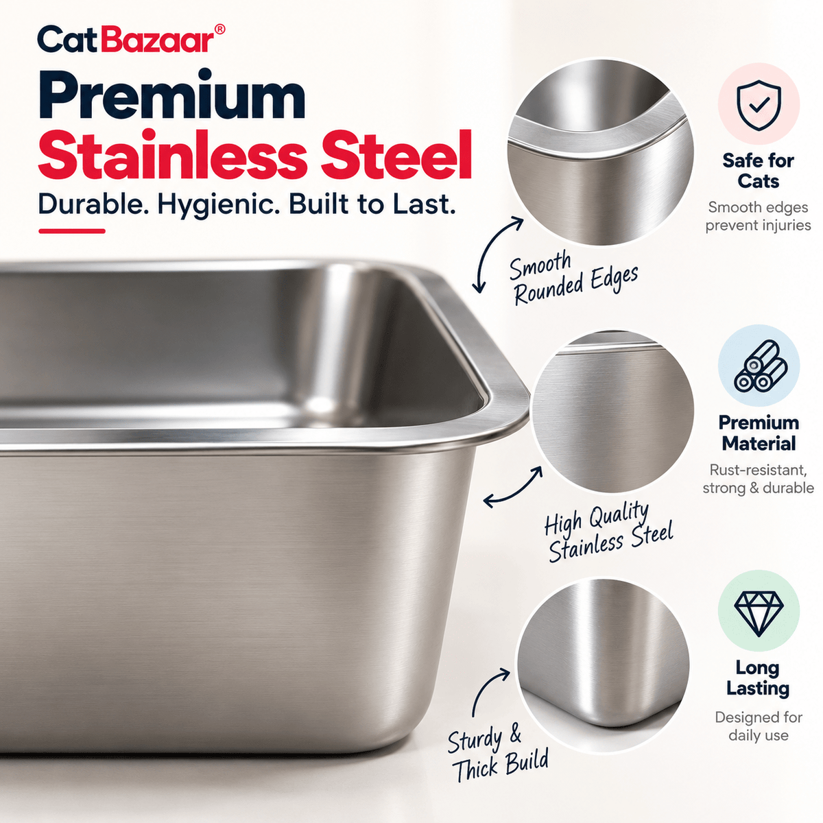 Cat Litter Tray 60 × 40 × 20 cm | CatBazaar - Catbazaar.in