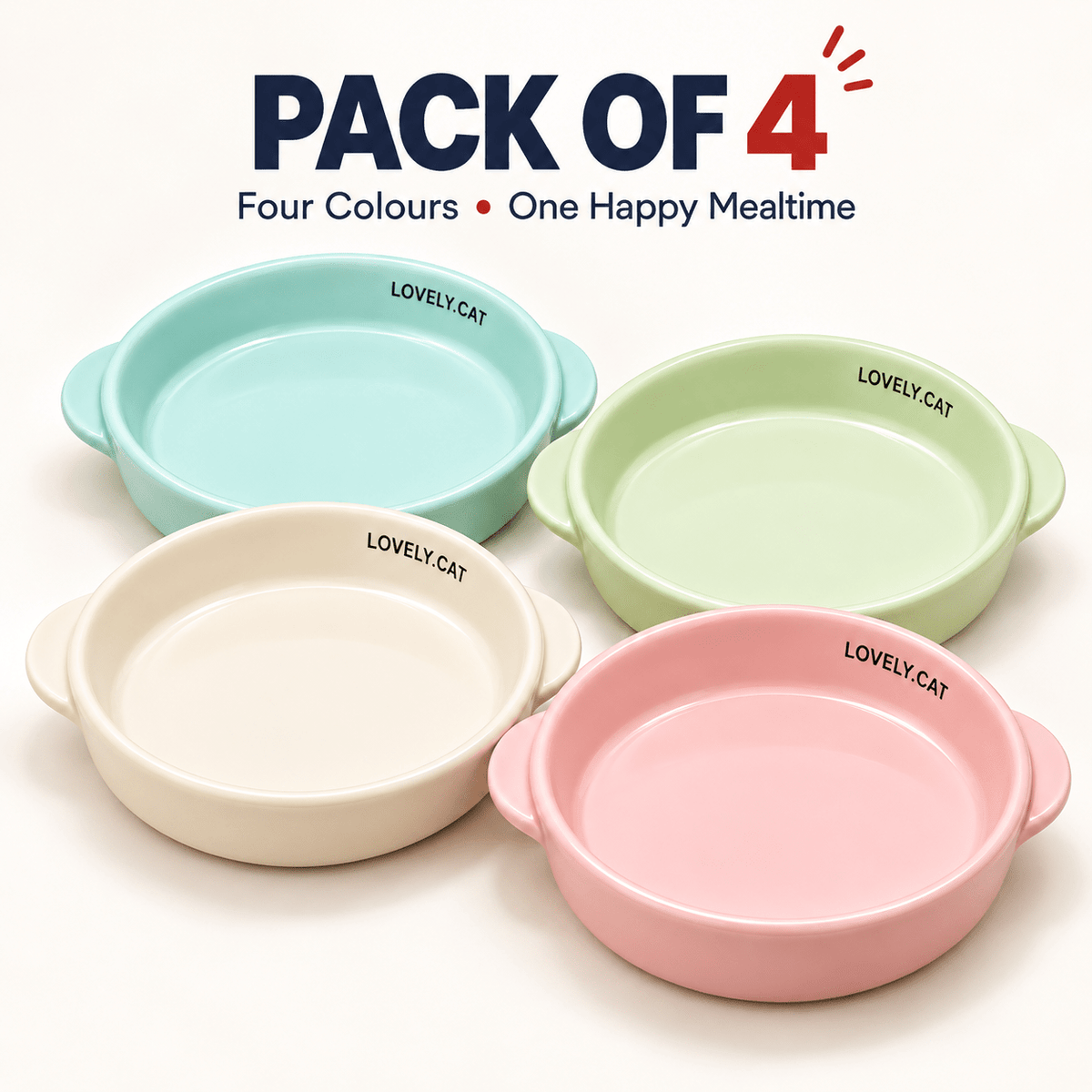Ceramic Cat Bowl with Side Handles | 15.2 cm Small Cats - Catbazaar.in