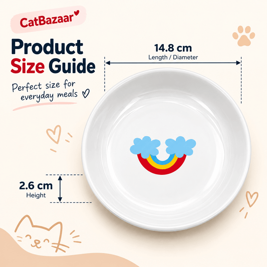 Ceramic Cat Food Bowl-Pack of 3 - Catbazaar.in