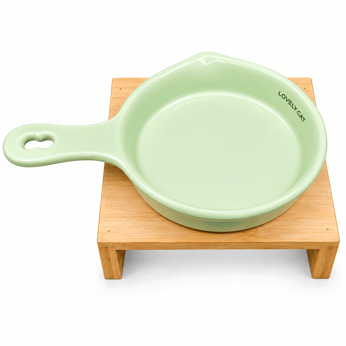 Ceramic food bowl with handle-Wooden Stand - Catbazaar.in