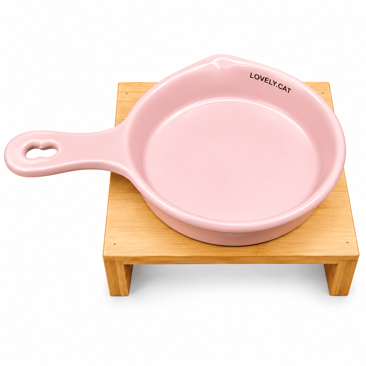 Ceramic food bowl with handle-Wooden Stand - Catbazaar.in