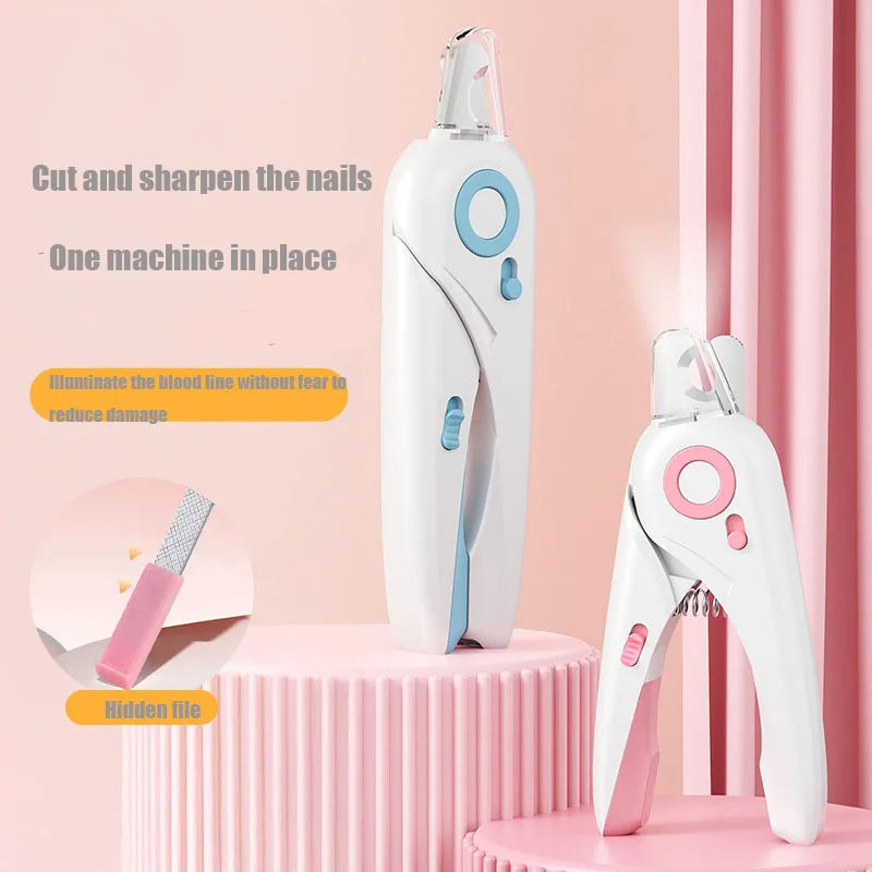 LED Cat Nail Clipper with Safety Guard & Built-in File | Precision Pet Grooming Tool