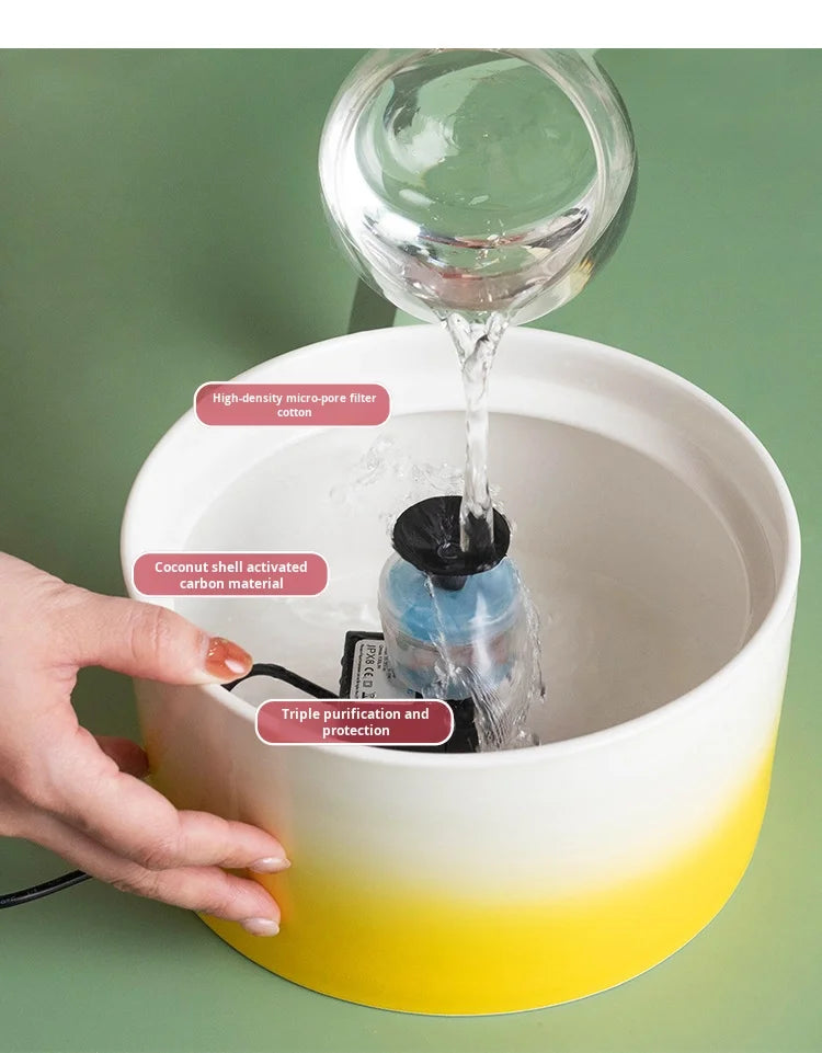 Ceramic Cat Water Fountain – Quiet Flow Hydration System
