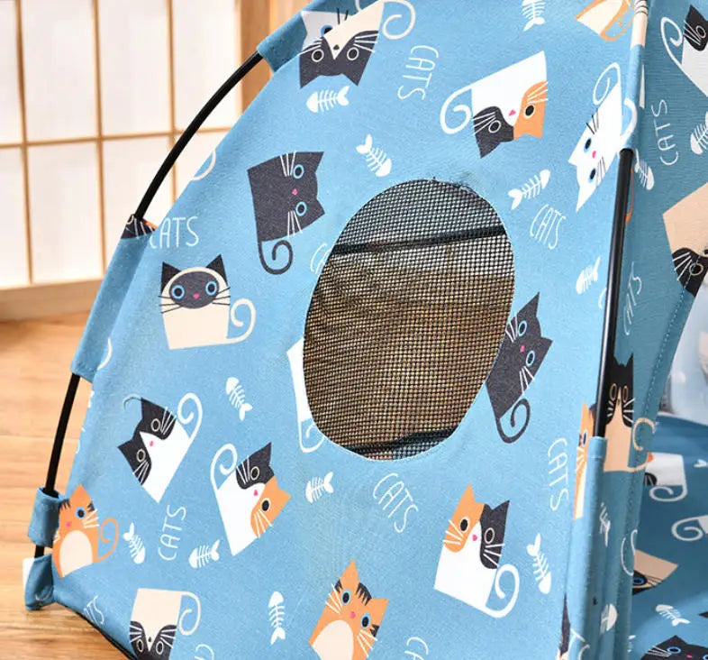 Foldable Cat Tent Bed | Cozy Indoor Hideout with Breathable Mesh Windows