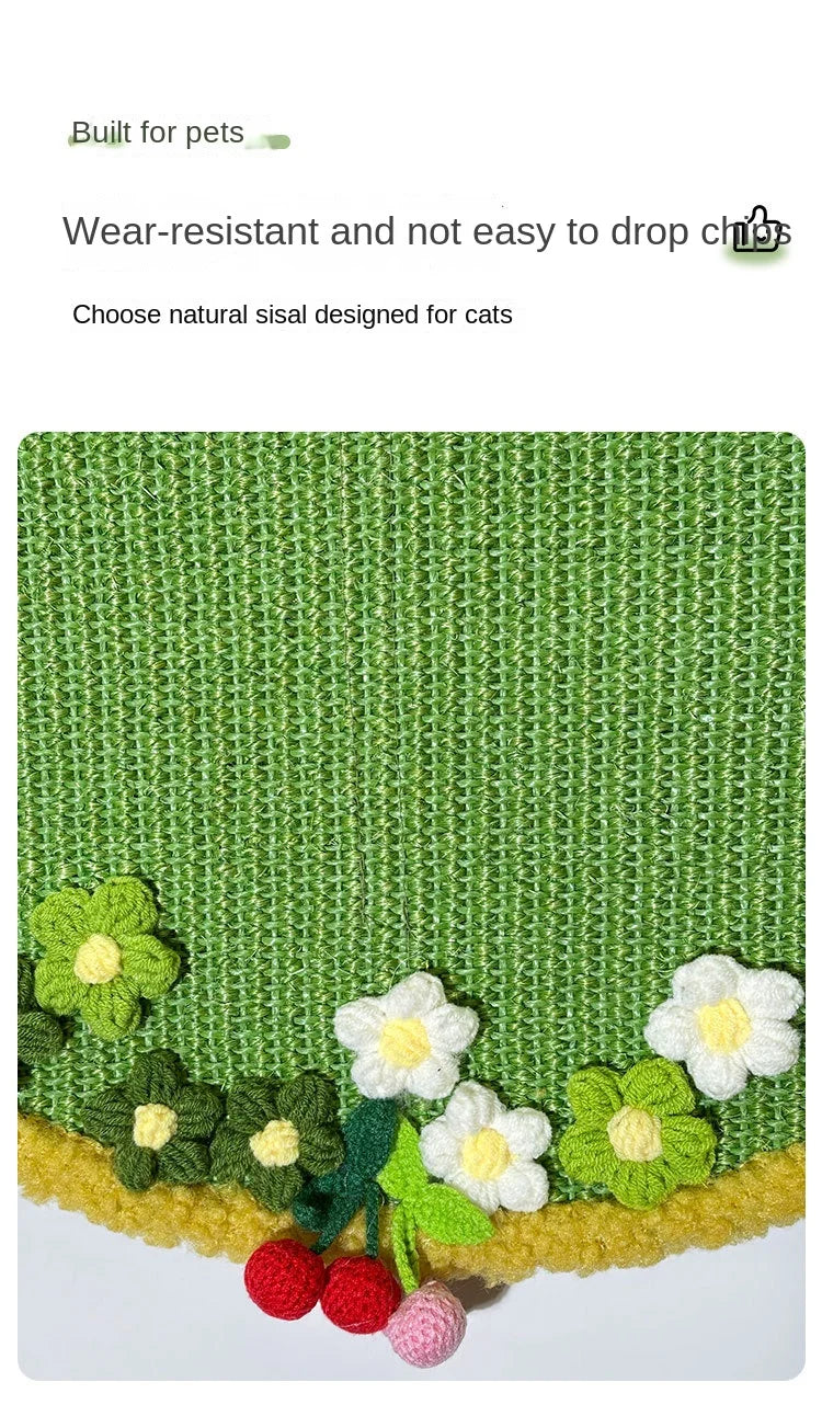 Natural Sisal Cat Scratch Mat | Flower Garden Scratch Pad & Play Mat (Anti-Slip, Durable, Multi-Use)