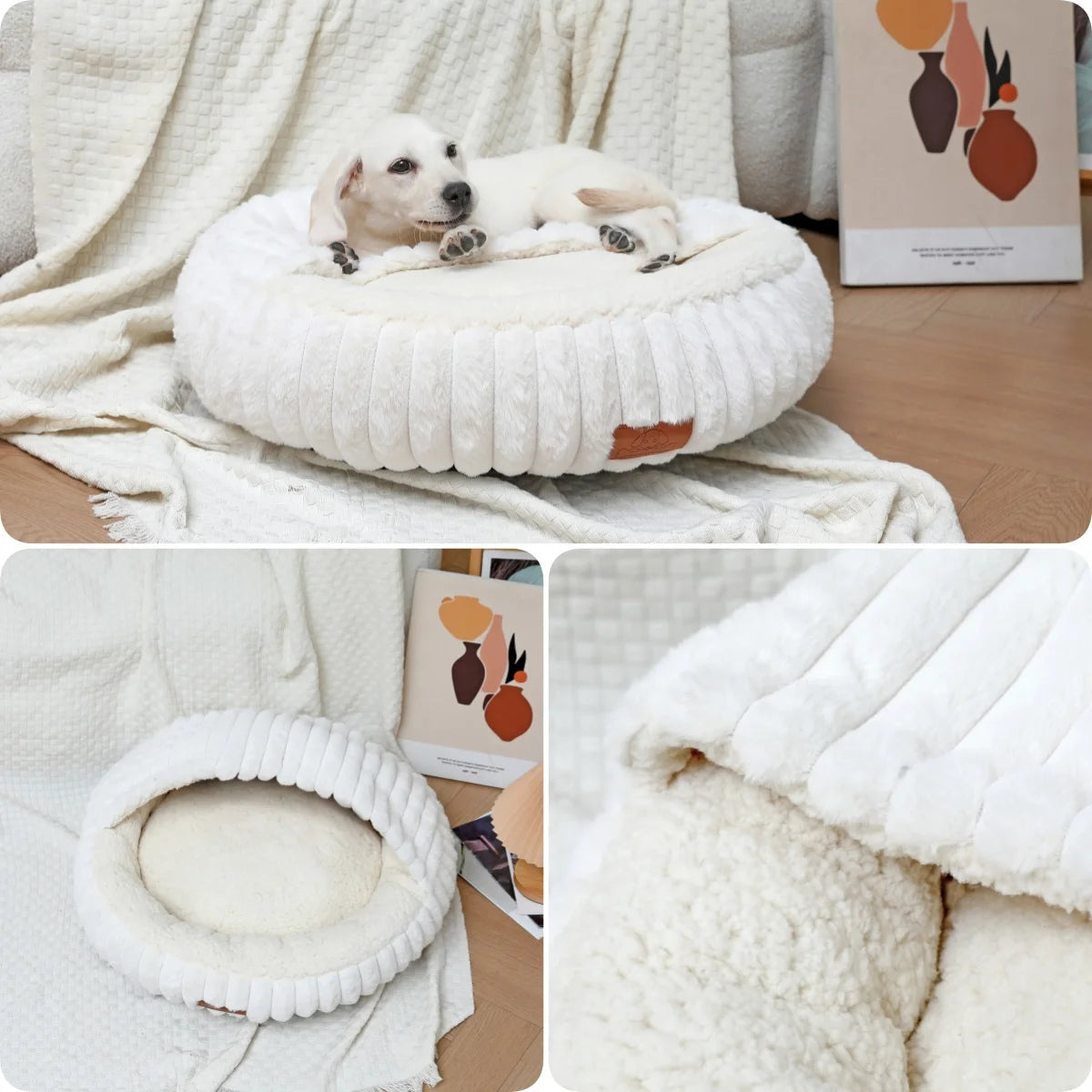 Ultra-Soft Calming Pet Bed| Warm Anti-Anxiety Nest Bed for Cats(Anti-Slip Base)