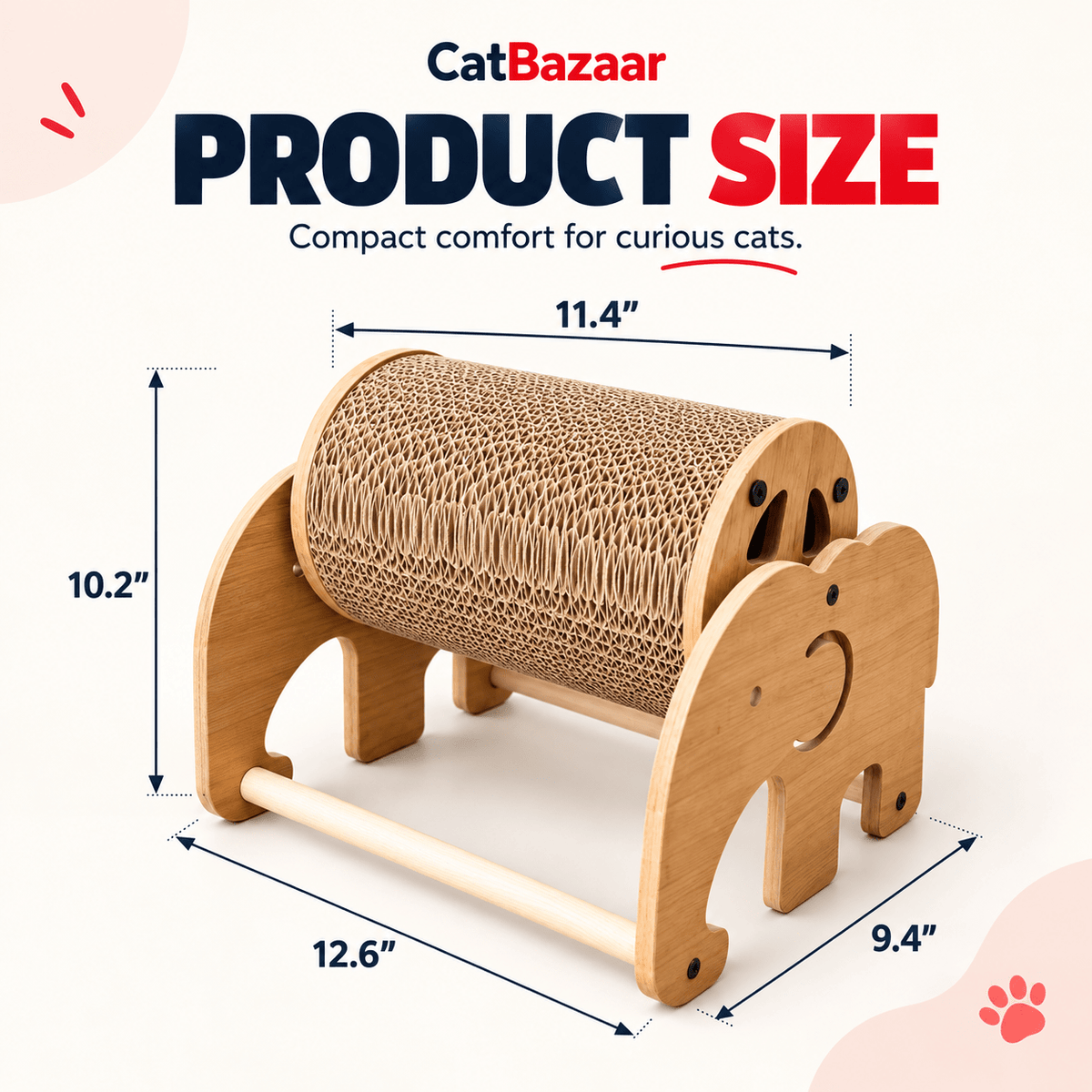 Elephant Cat Scratcher – Engaging Wooden Toy - Catbazaar.in
