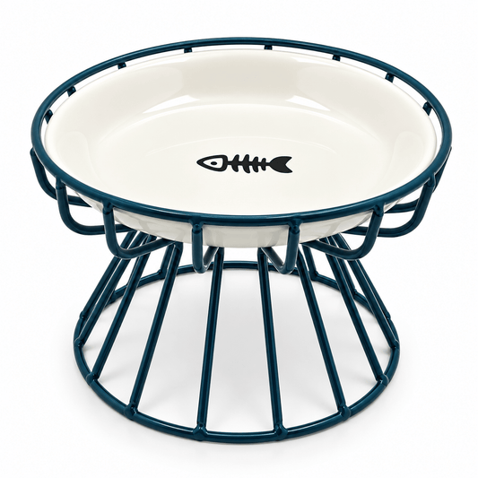 Elevated Cat Bowl – Ceramic Bowl with Metal Stand - Catbazaar.in