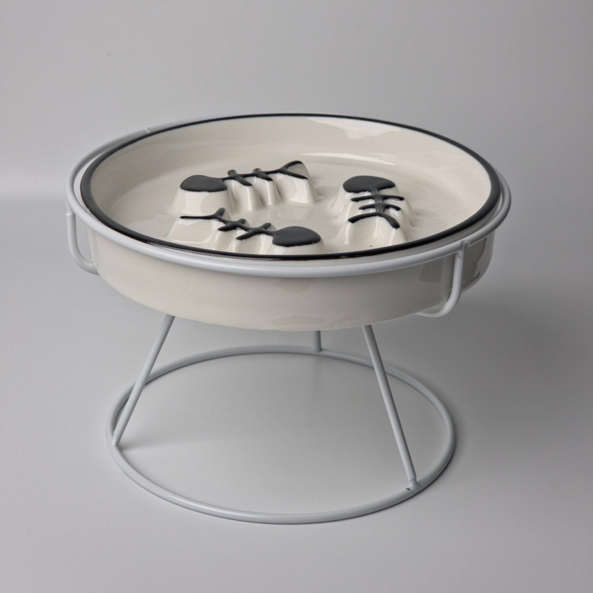 Elevated Slow Feeder Cat Bowl – Anti-Gulp Ceramic Bowl - Catbazaar.in