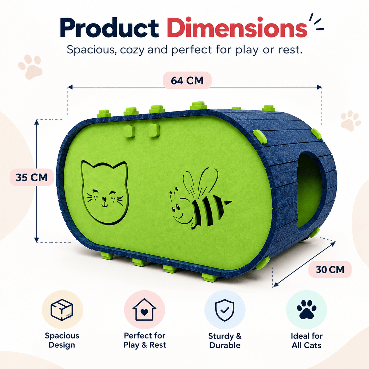 Felt Cat Tunnel House with Scratcher - Catbazaar.in