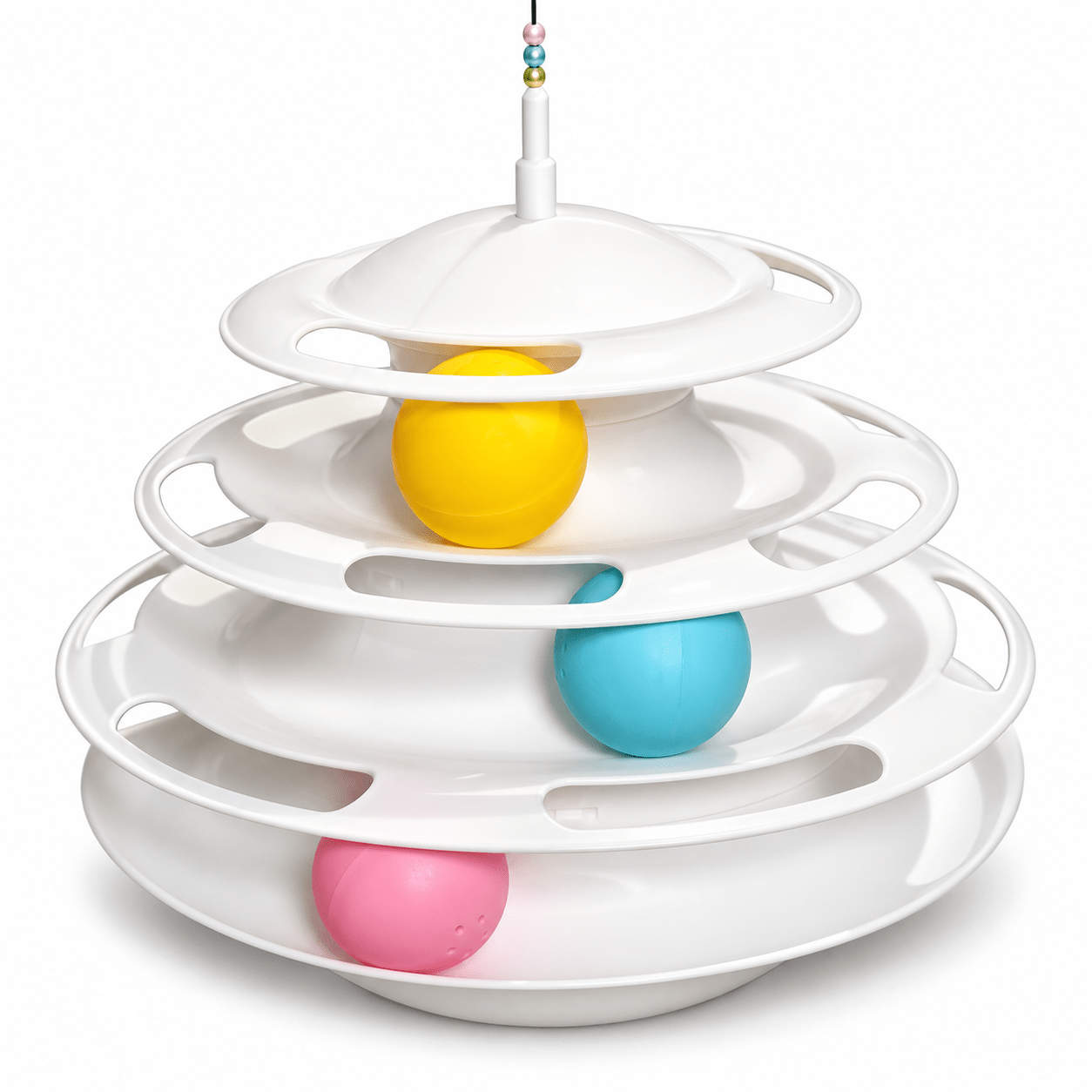 Interactive Cat Toy Tower – 3-Tier Ball Track & Feather - Catbazaar.in