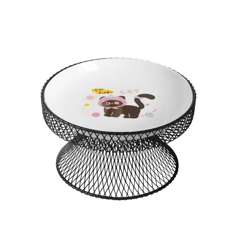 Elevated Ceramic Cat Bowl | Anti-Whisker Fatigue Feeding Bowl | Raised Food Bowl for Cats