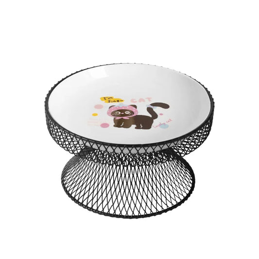 Elevated Ceramic Cat Bowl | Anti-Whisker Fatigue Feeding Bowl | Raised Food & Water Bowl for Cats