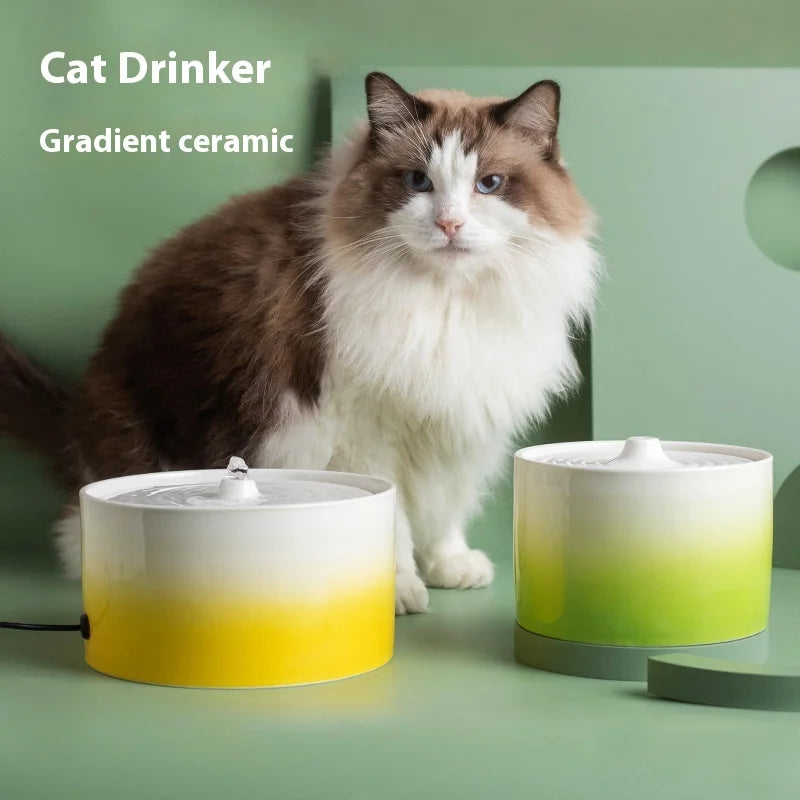 Ceramic Cat Water Fountain – Quiet Flow Hydration System