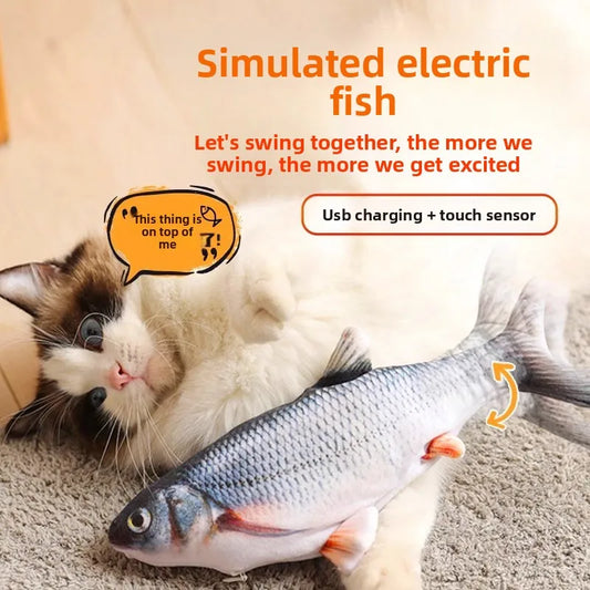Interactive Flopping Fish Cat Toy | USB Rechargeable Moving Fish Toy for Cats with Touch Sensor & Realistic Tail Movement