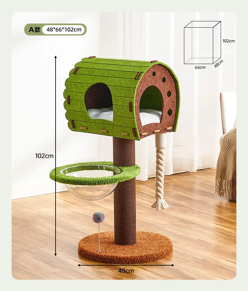 Premium Multi-Level Cat Tree with Cozy House, Scratching Post & Hammock | All-in-One Cat Activity Tower
