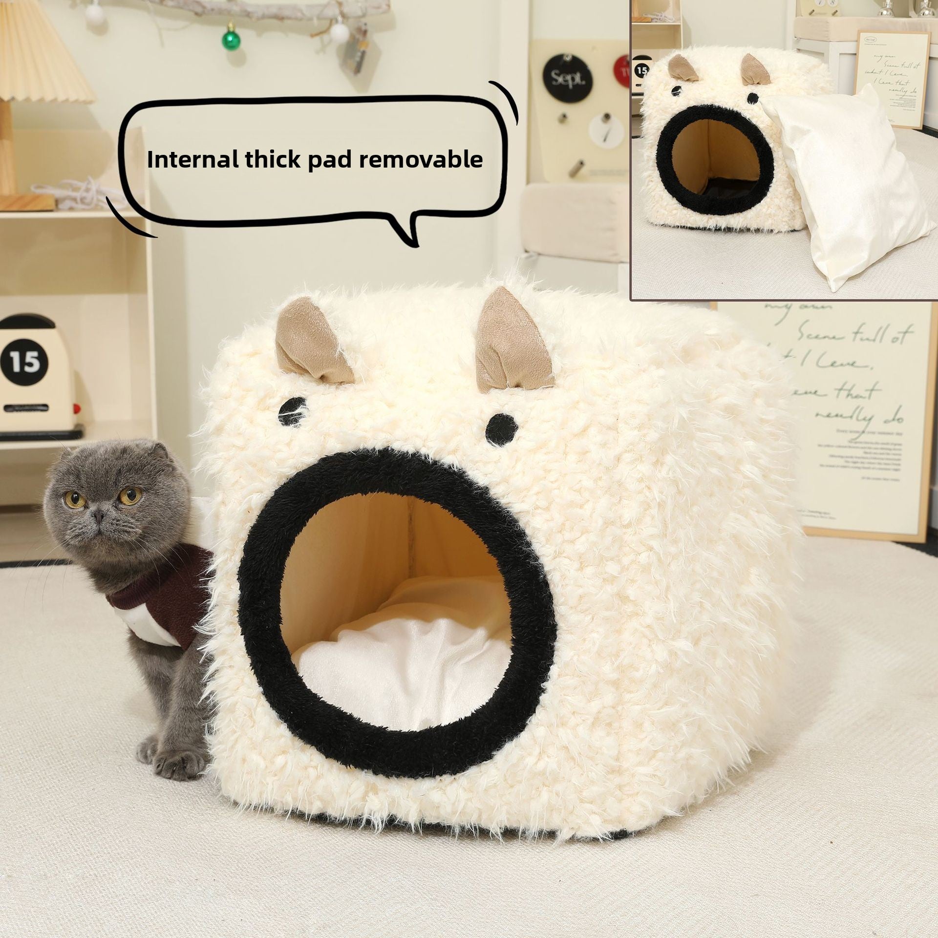 Sheep House Bed– Warm, Enclosed Comfort Bed for cats